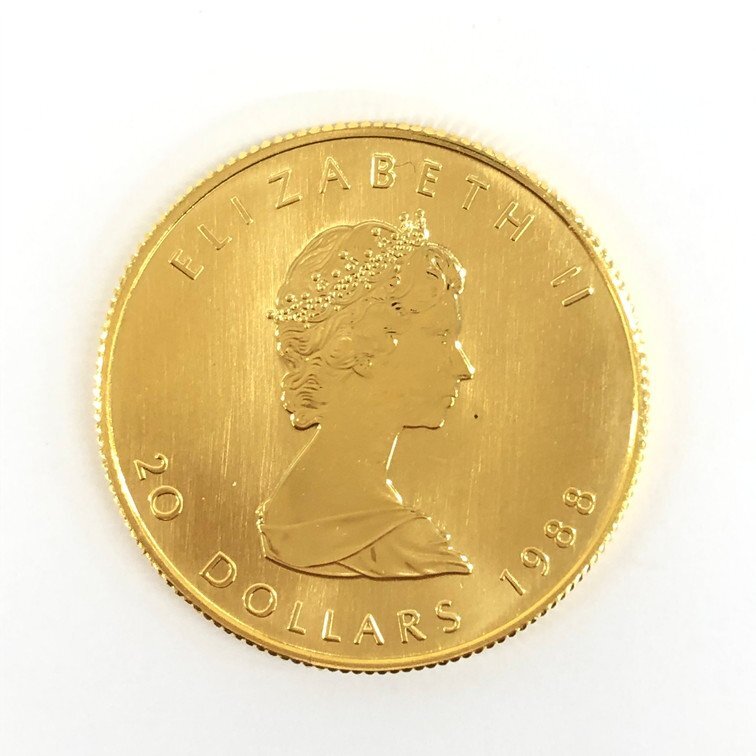 K24IG カナダ メイプルリーフ金貨 1/2oz 1988 総重量15.5g【CDAH6040】の画像2