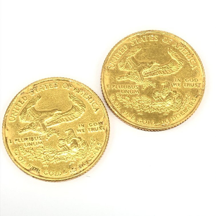 K22 アメリカ イーグル金貨 1/4oz 10ドル 2枚まとめ 総重量17.0g【CDAB7006】の画像1