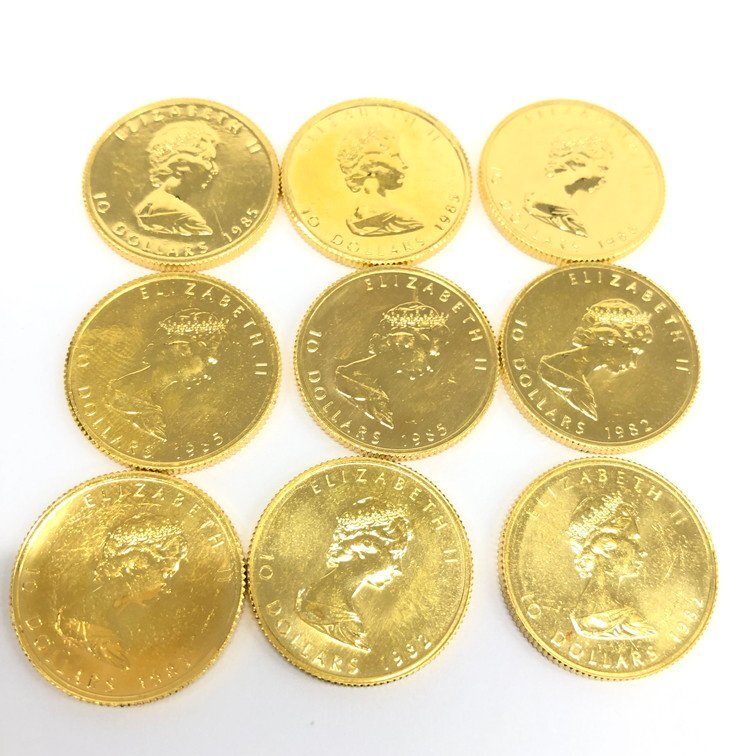 K24IG カナダ メイプルリーフ金貨 1oz 1/2oz 1/4oz 13枚まとめ 総重量163.6g【CDAB7013】の画像7