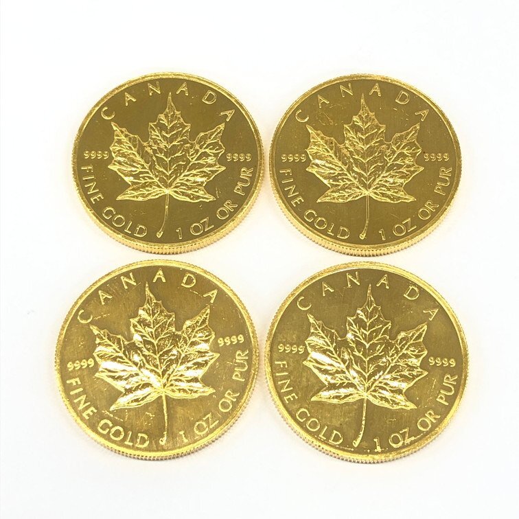 K24IG カナダ メイプルリーフ金貨 1oz 4枚まとめ 総重量124.4g【CDAC6027】の画像1