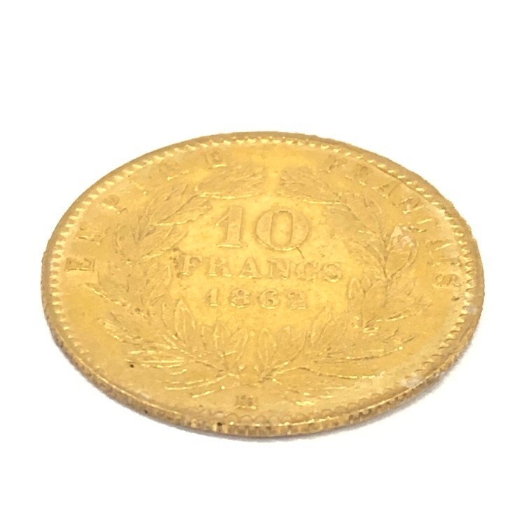 K21.6 フランス ナポレオン3世 10フラン金貨 1862 総重量3.2g【CDAB6004】の画像5