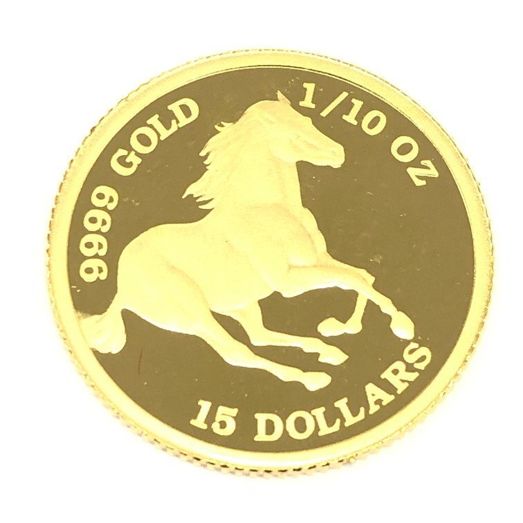 K24 金貨幣 ツバル 15ドル 馬 重量3.1g【CDAC7008】の画像1