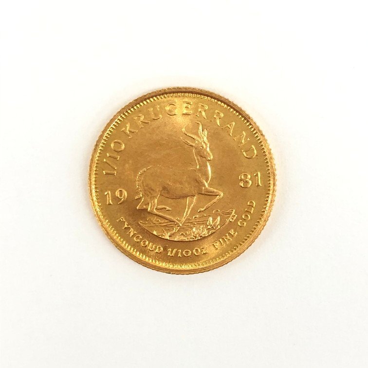 K22 南アフリカ共和国 クルーガーランド金貨 1/10oz 1981 総重量3.3g【CDAC6025】の画像1