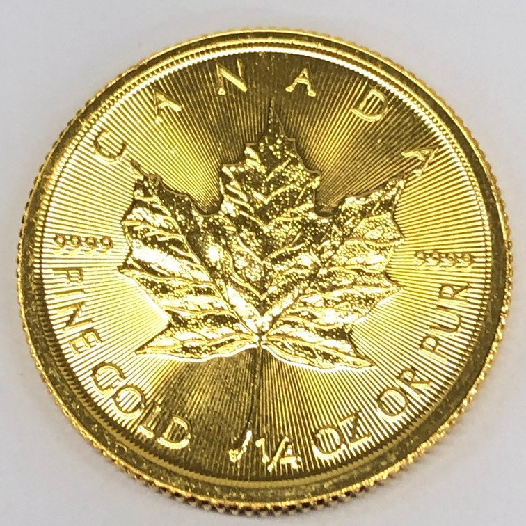 K24IG カナダ メイプルリーフ金貨 1/4oz 2022 総重量7.8g【CDAB9060】の画像1