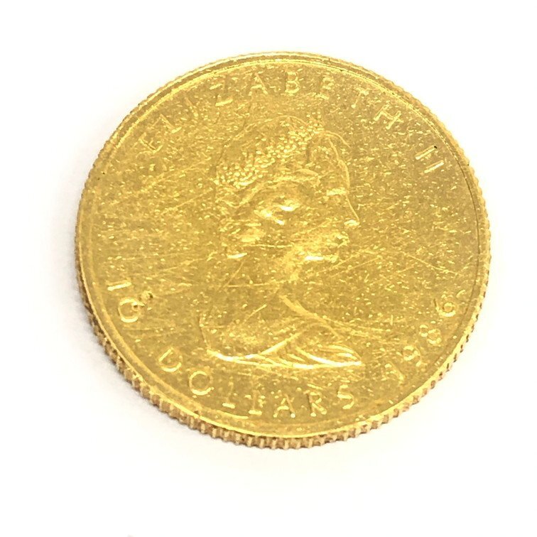 K24IG カナダ メイプルリーフ金貨 1/4oz 1986 総重量7.8g【CDAH7066】の画像2