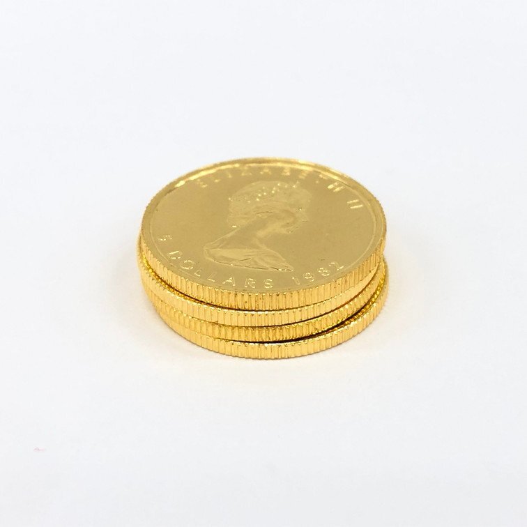 K24IG カナダ メイプルリーフ金貨 1/10oz 4枚まとめ 総重量12.4g【CDAC6028】の画像5