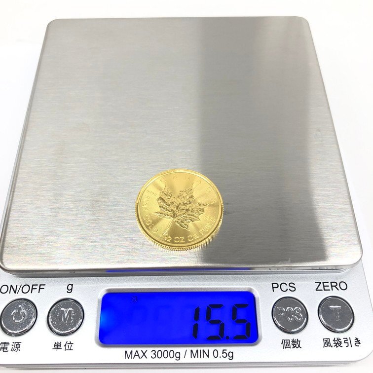 K24IG カナダ メイプルリーフ金貨 1/2oz 2021 総重量15.5g【CDAH6050】の画像8