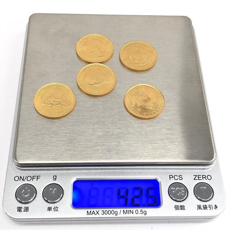 K22 金貨幣 南アフリカ クルーガーランド金貨 1/4オンス 5点おまとめ 総重量42.5g【CDAC7032】の画像10
