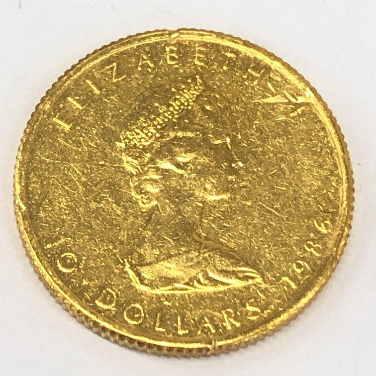 K24IG カナダ メイプルリーフ金貨 1/4oz 1986 総重量7.8g【CDAB9073】の画像2