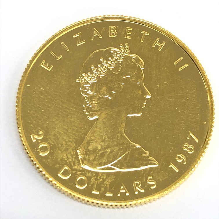 K24IG カナダ メイプルリーフ金貨 1/2oz 1987 総重量15.6g【CDAB7034】の画像2