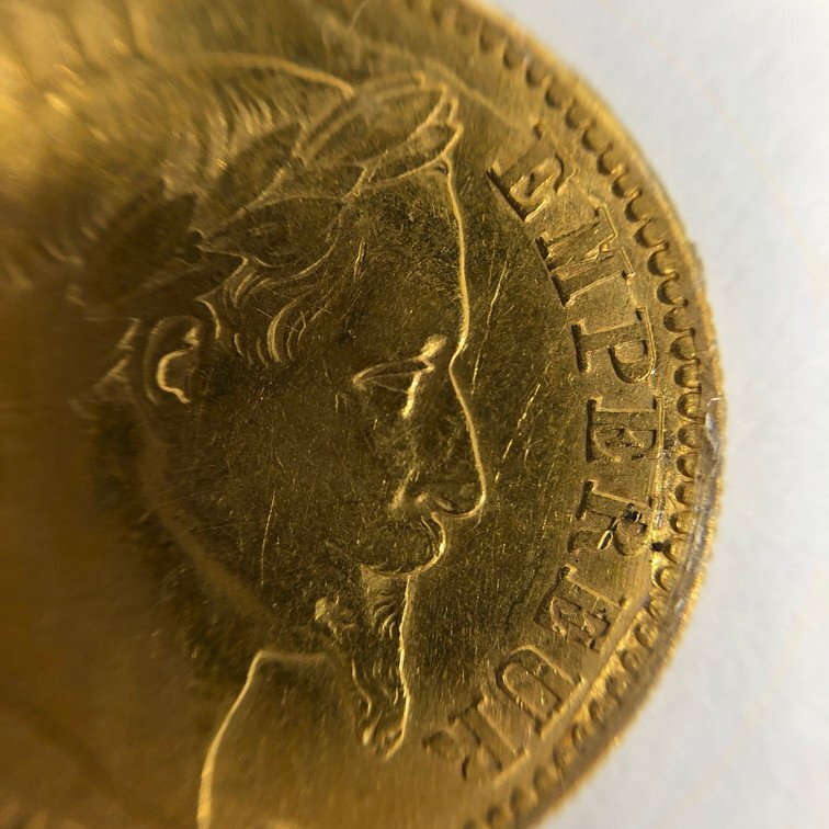 K21.6 フランス ナポレオン3世 10フラン金貨 1862 総重量3.2g【CDAB6004】の画像3