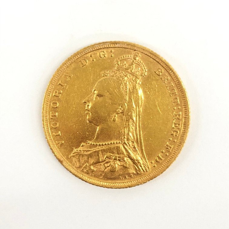 K22 オーストラリア ソブリン金貨 ヴィクトリア女王 1893 総重量7.9g【CDAH6057】の画像2