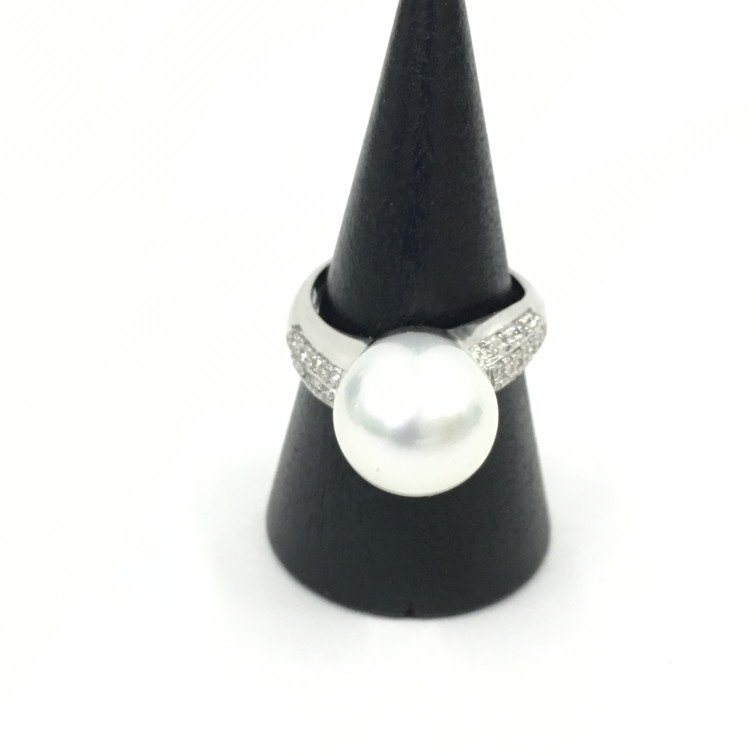 【 大感謝セール】 JEWELRY TSUTSUMI Pt900 0.27ct パール付き リング 12号 8.2g 10.1mm 箱付き【CDAA9005】 その他