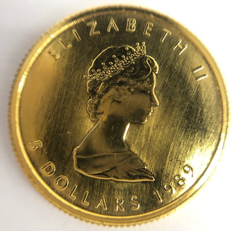 K24IG カナダ メイプルリーフ金貨 1/10oz 1989 総重量3.1g【CDAI7025】の画像2