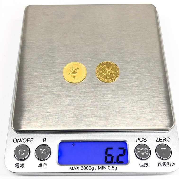 K24IG メイプルリーフ金貨 カンガルー金貨 1/10oz 2枚まとめ 総重量6.2g【CDAL2005】の画像10