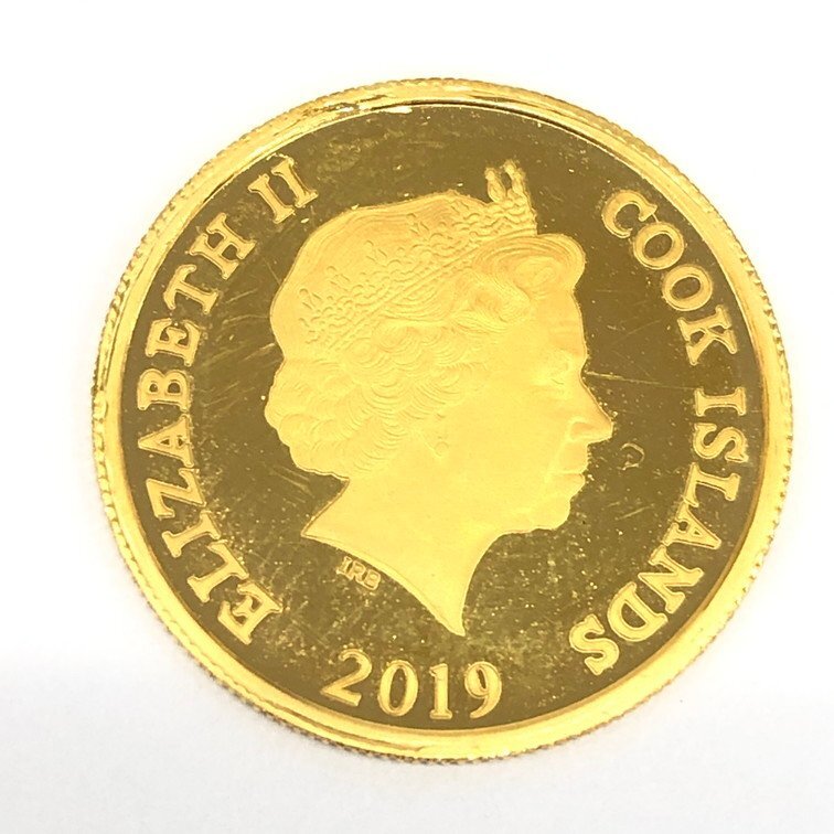 K24 クック諸島 キャット金貨 1/10oz 2019 10ドル 総重量3.1g【CDAI7071】の画像2