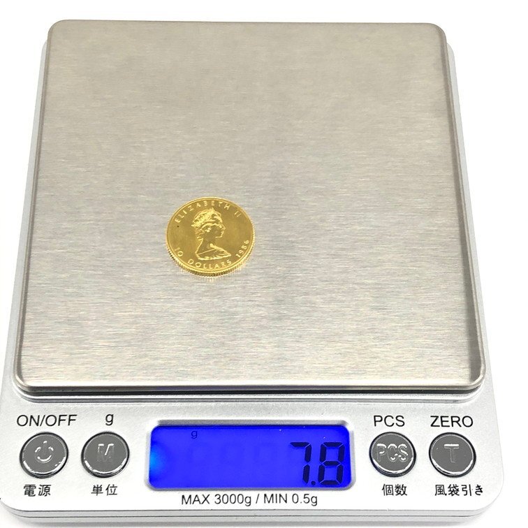 K24IG カナダ メイプルリーフ金貨 1/4oz 1986 総重量7.8g【CDAJ7008】の画像9