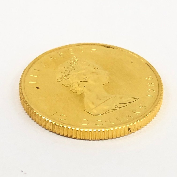 K24IG カナダ メイプルリーフ金貨 1/4oz 1986 総重量7.8g【CDAJ7008】の画像8