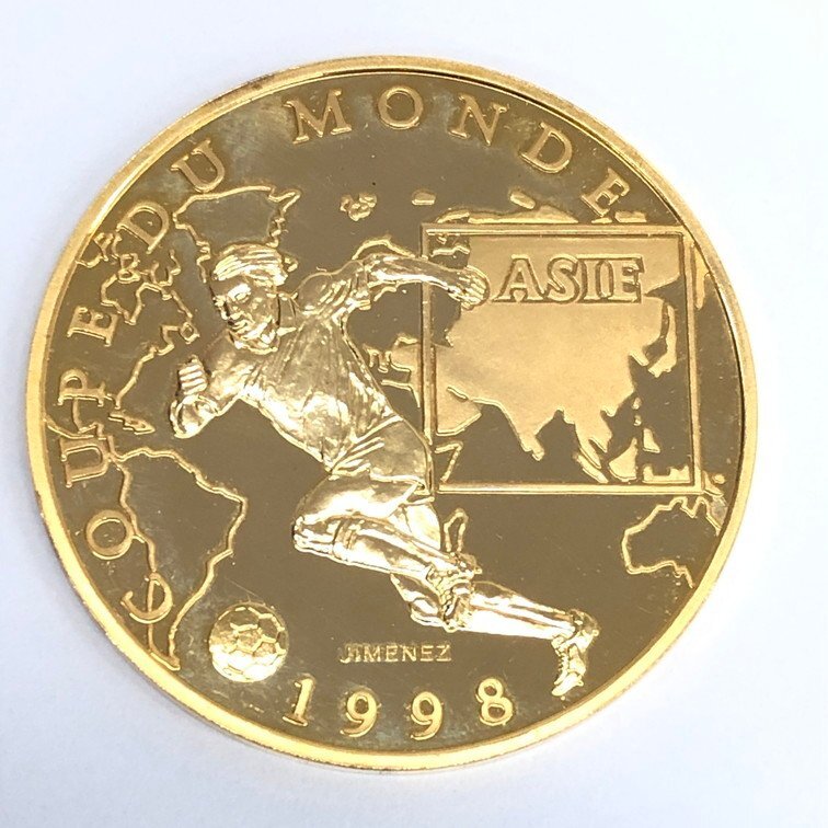 K22 FIFAワールドカップ 1998年 フランス大会記念 100フラン金貨 2枚まとめ 総重量34.0g【CDAJ7007】の画像4