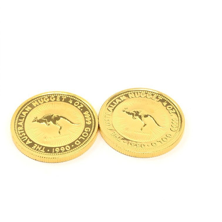 K24IG Australia kangaroo gold coin 1/4oz 1990 2 sheets summarize gross weight 15.4g[CDAI7050]