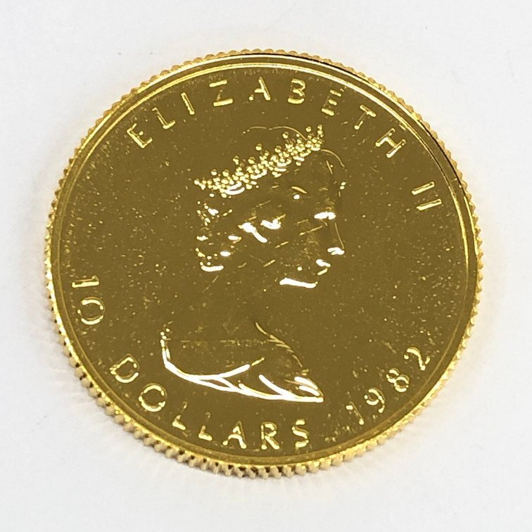 K24IG カナダ メイプルリーフ金貨 1/4oz 1982 総重量7.7g【CDAL7070】の画像2