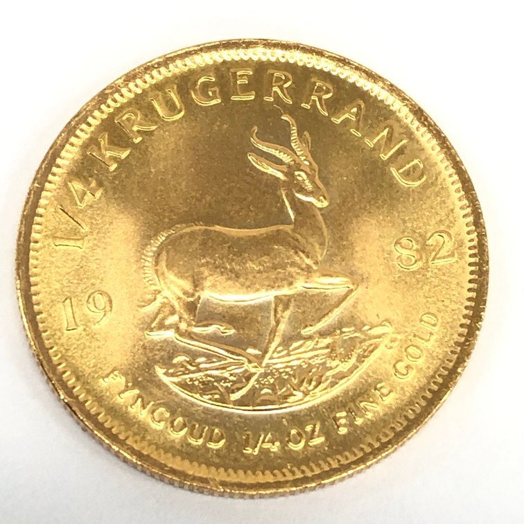 K22 南アフリカ共和国 クルーガーランド金貨 1/4oz 1/10oz 1982 3枚まとめ 総重量15.3g【CDAI7014】の画像2