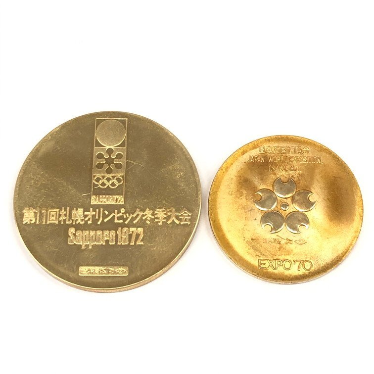 K18 EXPO70 札幌オリンピック冬季大会記念 金メダル 750刻印 2枚まとめ 総重量40.2g【CDAR6017】の画像4