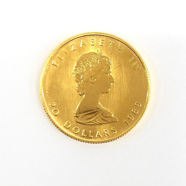 K24IG カナダ メイプルリーフ金貨 1/2oz 1989 総重量15.5g【CDAQ6013】の画像2