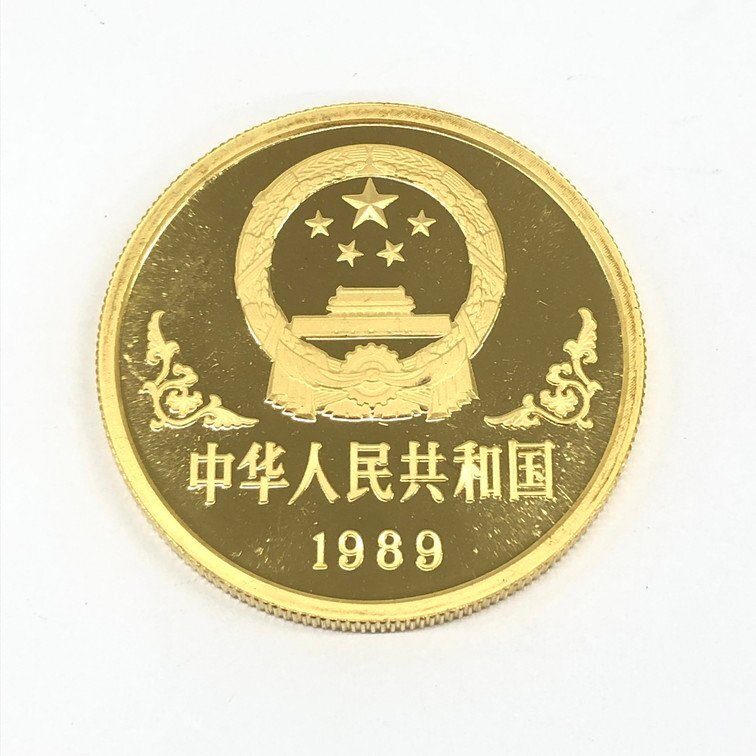 K24 中国 干支 蛇 100元金貨 1oz 1989 総重量31.1g【CDAQ6043】の画像1