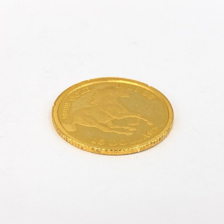 K24 ツバル ホース金貨 1/10oz 15ドル 2022 総重量3.1g【CDAQ6064】の画像3