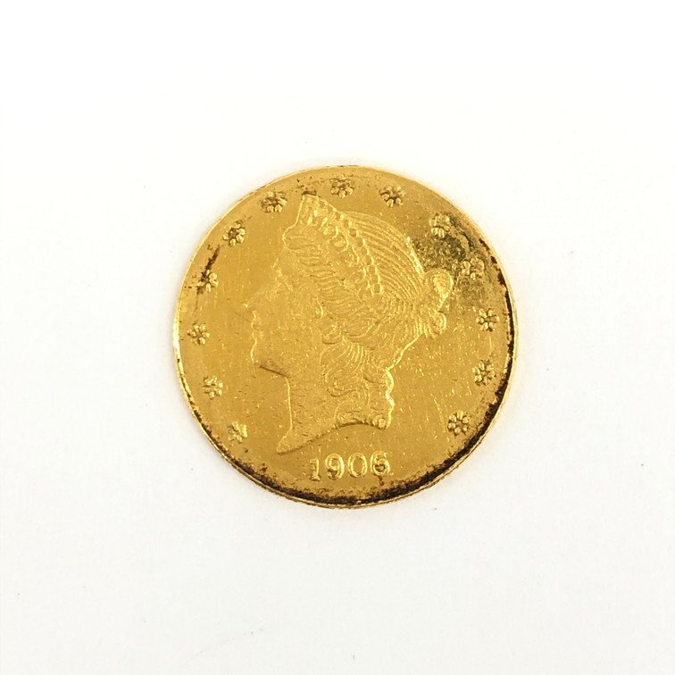 K22 アメリカ リバティヘッド 金貨 1906 総重量2.2g【CDAR6036】の画像2