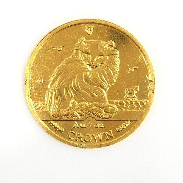 K24 マン島 キャット金貨 1/2oz 1995 総重量15.7g【CDAQ6018】の画像1