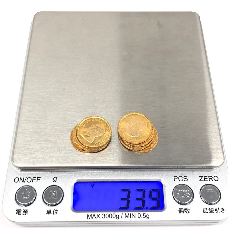 K22 南アフリカ共和国 クルーガーランド金貨 1/10oz 10枚まとめ 総重量33.9g【CDAR6024】の画像9