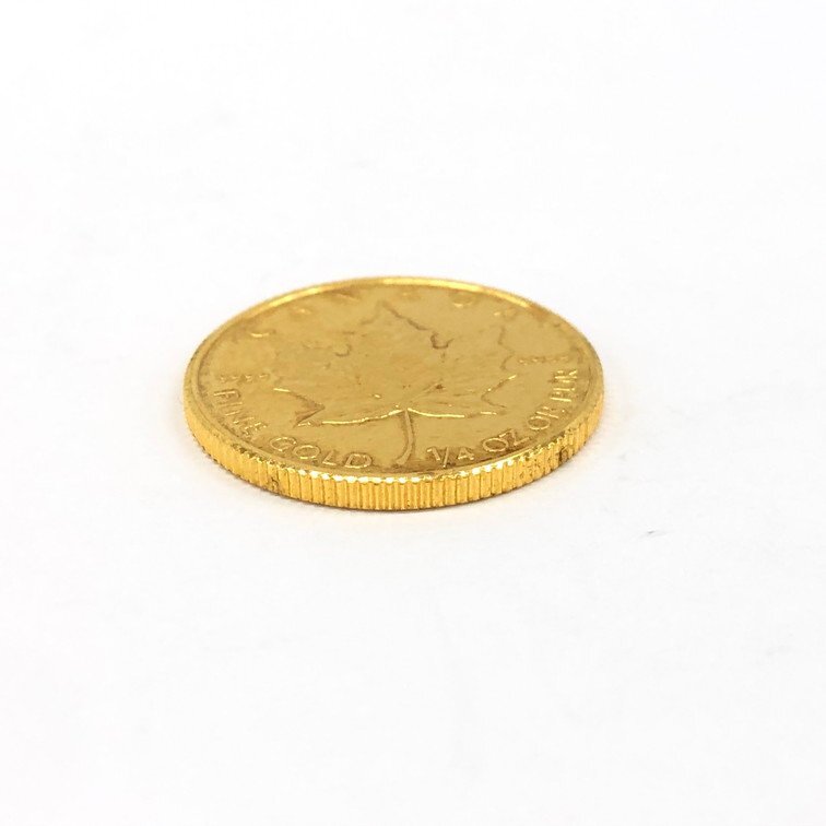 K24IG カナダ メイプルリーフ金貨 1/4oz 1993 総重量7.7g【CDAQ6037】の画像3