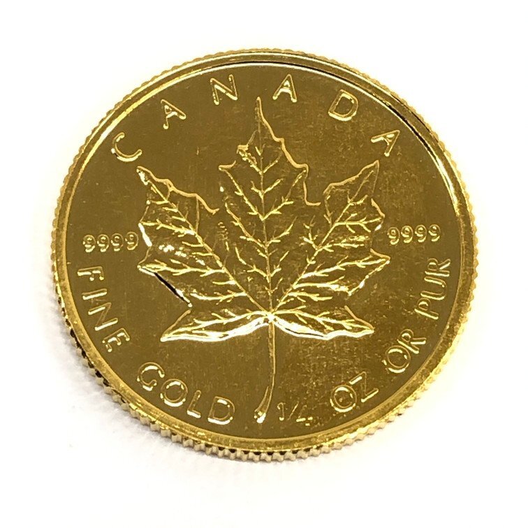 K24IG カナダ メイプルリーフ金貨 1/4oz 総重量7.7ｇ【CDAS7054】の画像1