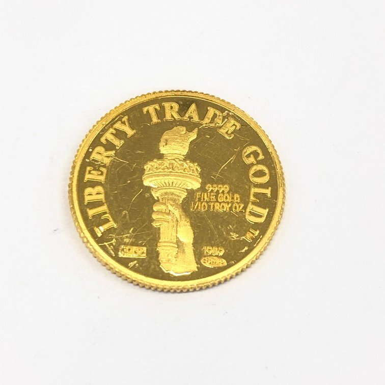 K24 リバティトレード  自由の女神 金貨 1/10oz 総重量3.1g【CDAQ6059】の画像2