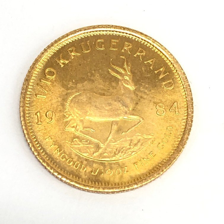 K22 南アフリカ クルーガーランド金貨 1/10oz 総重量3.4ｇ【CDAS7098】の画像1