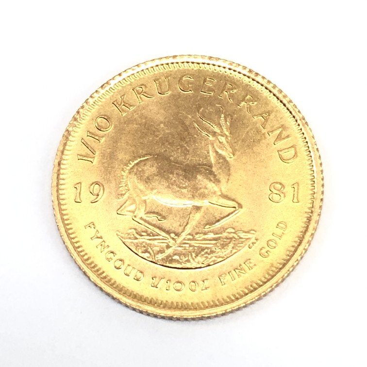K22 南アフリカ クルーガーランド金貨 1/10oz 総重量3.4ｇ【CDAT7013】の画像1