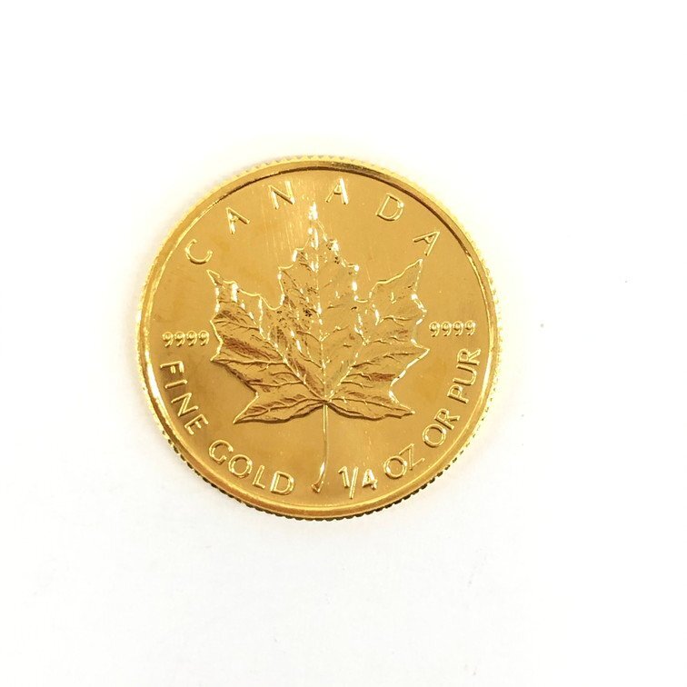 K24IG カナダ メイプルリーフ金貨 1/4oz 1992 総重量7.8g【CDAQ6054】の画像1