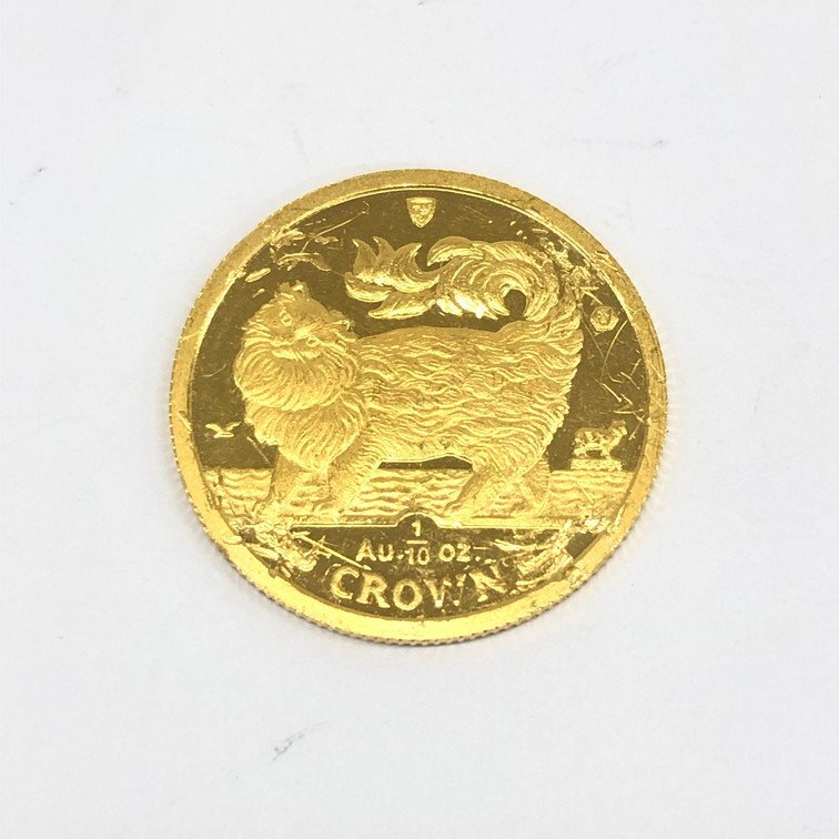 K24 マン島 キャット金貨 1/10oz 1993 総重量3.1g【CDAQ6034】の画像1