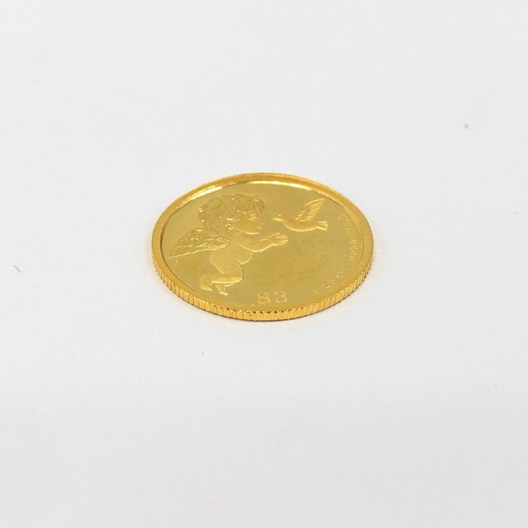 K24 ツバル エンジェル金貨 1/25oz 3ドル 2018 総重量1.3g【CDAR6027】の画像3