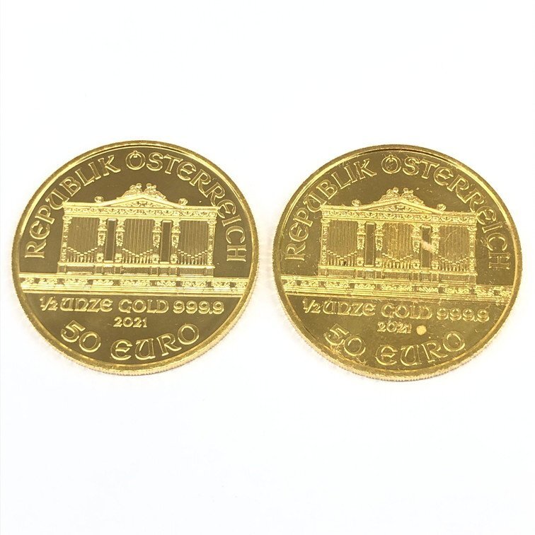 K24IG ウィーン金貨 ハーモニー 1/2oz 2021 2枚まとめ 総重量31.1g【CDAR6018】の画像4