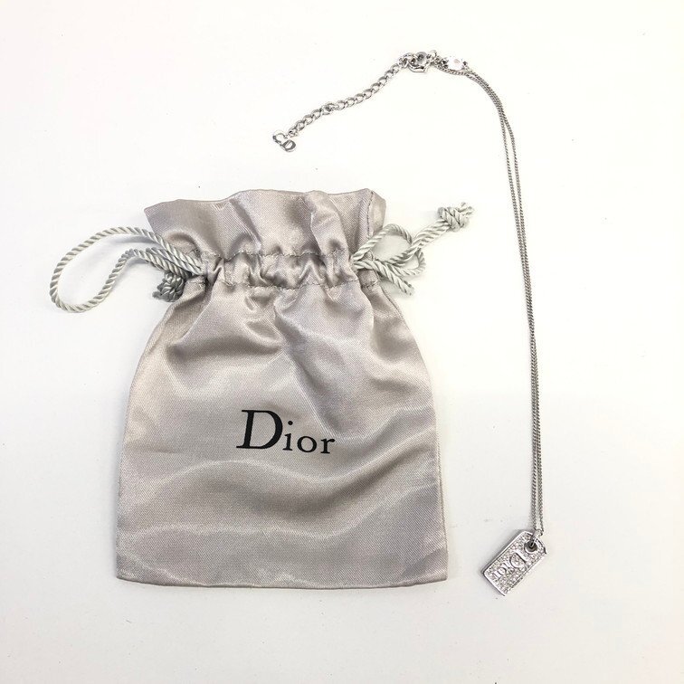 Christian Dior クリスチャン・ディオール ラインストーン付き ロゴネックレス 保存袋付き【CDAU4013】の画像7