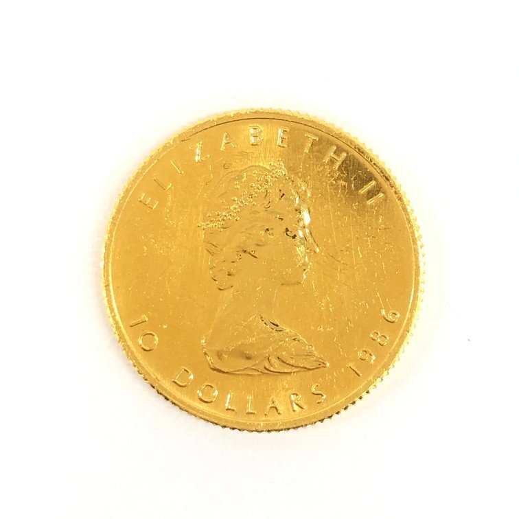 K24　金貨幣　カナダ　メイプルリーフ金貨　10ドル　重量7.7g【CDAX6019】_画像2
