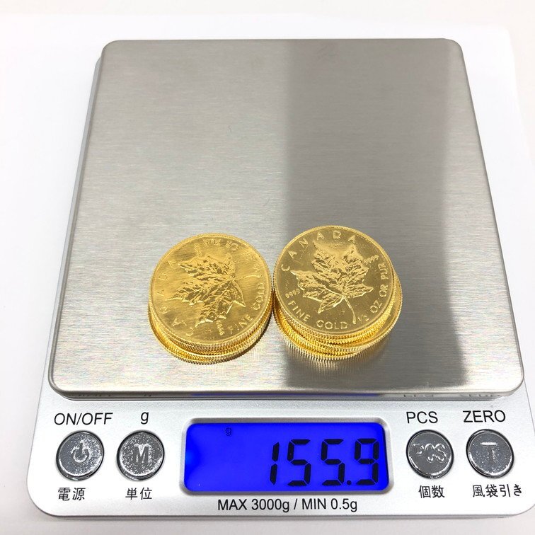 K24IG カナダ メイプルリーフ金貨 1/2oz 10枚まとめ 総重量155.9g【CDAX6032】の画像9