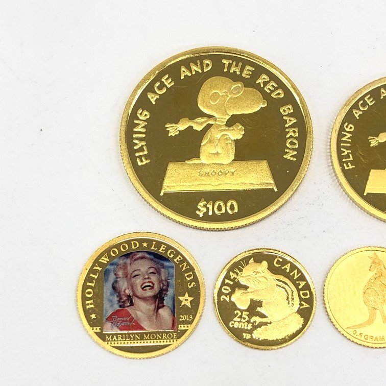 K24niue Snoopy золотая монета / Австралия кенгуру золотая монета другой золотая монета 6 пункт суммировать полная масса 11.5g[CDAX6062]