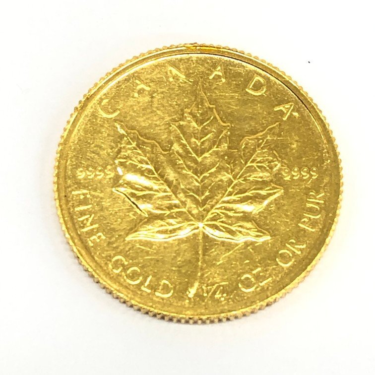 K24IG カナダ メイプルリーフ金貨 1/4oz 1986 総重量7.7g【CDAX8024】の画像1