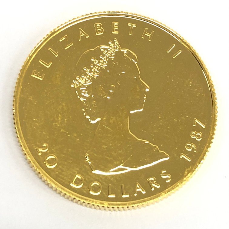K24IG カナダ メイプルリーフ金貨 1/2oz 1987 総重量15.5g【CDAX7053】の画像2
