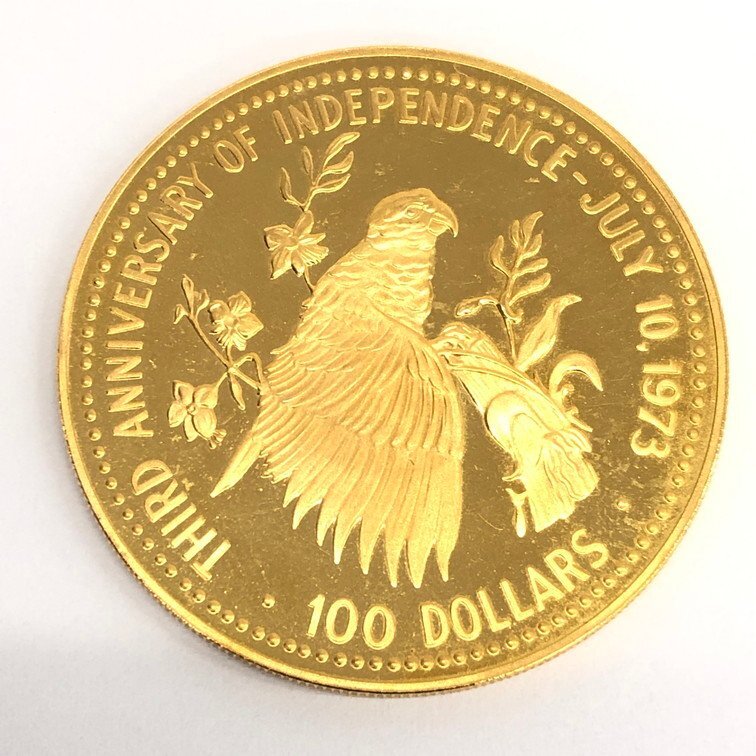 K12 バハマ独立3周年記念 100ドル金貨 1976 総重量18.0g【CDAX8019】の画像2