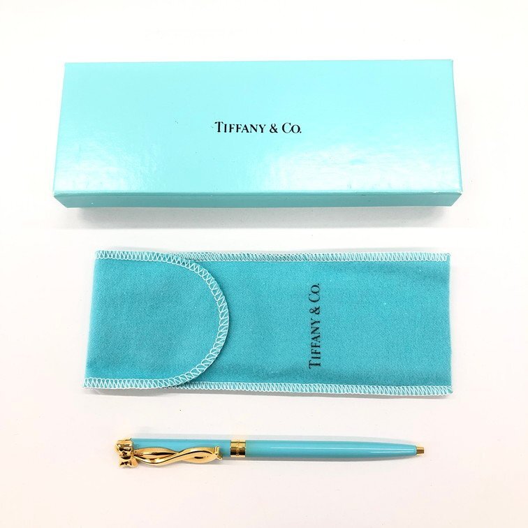Tiffany&Co.　ティファニー　ボールペン　リボン　ブルー系　箱付き【CDAY9010】_画像8